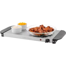 Silver Buffet Server Electric Warming Tray and Food Warmer with Adjustable Tempe