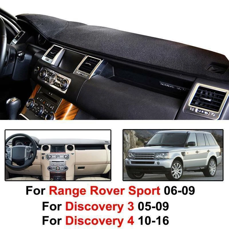 For Range Rover Sport LR3 LR4 black Non-slip Dash Board Mat Dashboard Carpet Foto 2 de 4