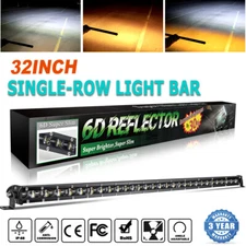 32inch Strobe White Amber LED Light Bar Spot Flood SUV UTV 4WD ATV Offroad 30''
