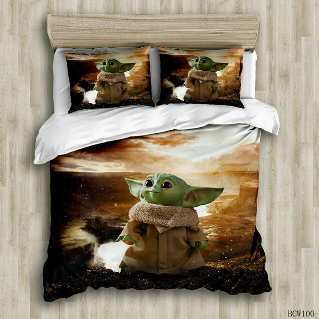 Star Wars Bedding Set 3PCS Duvet Cover Pillowcase Baby Yoda Kids Quilt