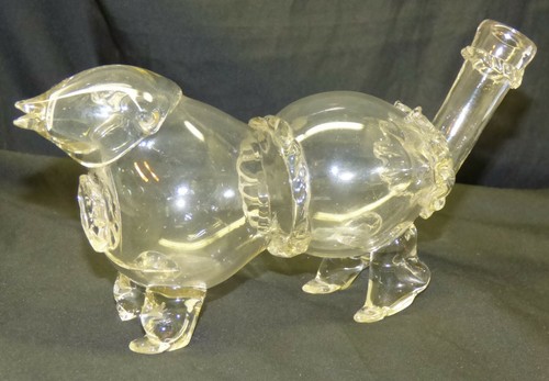 Antique 19th C Applied Blown Glass Dog Whimsy Bottle Gin Pig German Schnapshund - Picture 1 of 12