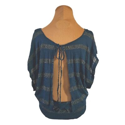 Express Stripe Blue and Silver Blouse Women's Small