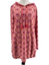 Aqua Et Sol Women's Long Sleeve Hooded Swim Tunic Cover-Up Dress Medium