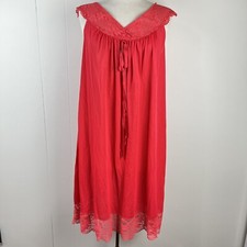 Vintage Aristocraft Red Sleeveless Lace Trim Nightgown Lingerie Womens Medium