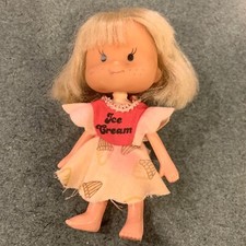 Vintage Ice Cream 5" Doll Waffle Cone Dress 1980s Strawberry Shortcake KO Clone