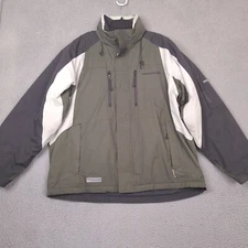 Free Country FCXtreme Jacket Mens XL Green Black Full Zip Lined Outdoors Hooded