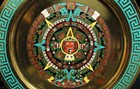 CALENDAR AZTEC MAYAN MEXICO BRASS ENAMEL WALL PLATE Plaque 11” Vintage --LOOK — photo 2
