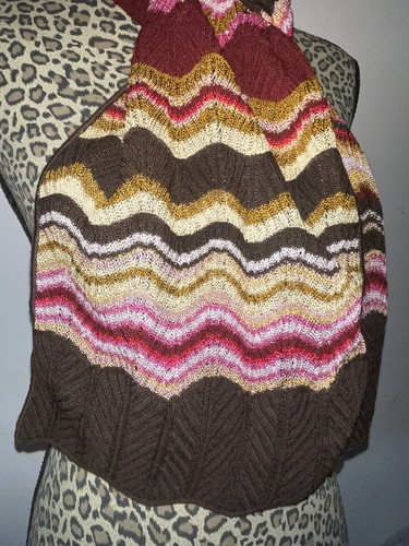 Vintage M Missoni Colorful Chevron Pattern Stretchy Knit Scarf MulticolorItaly - Picture 3 of 3