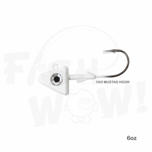 Fish WOW!® 6oz Shad Jig Head 32786 MUSTAD 2x Strong Hook 10/0 Nickel White - Imagen 7 de 7