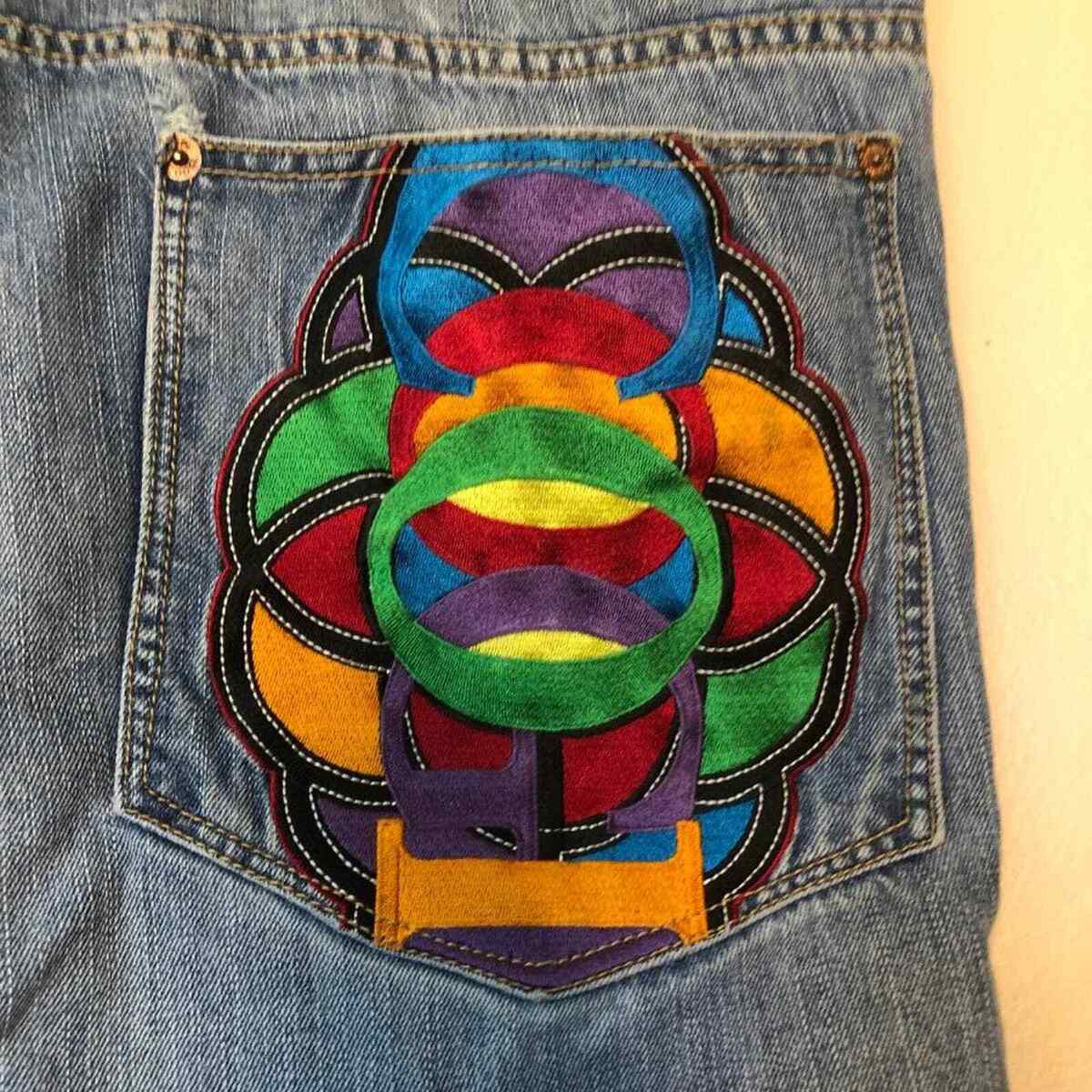 Vintage COOGI Men's Jeans with Colorful Embroidered Back Vintage COOGI Men's Jeans with Colorful Embroidered Back