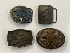 Lot Of 4 Vintage American Belt Buckles 1960s 1970s
