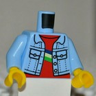 <!--F#f_0-->LEGO PARTS 1X MINIFIGURE TORSO LIGHT BLUE DENIM JACKET/RED SHIRT WITH STRIPES EA<!--F/-->