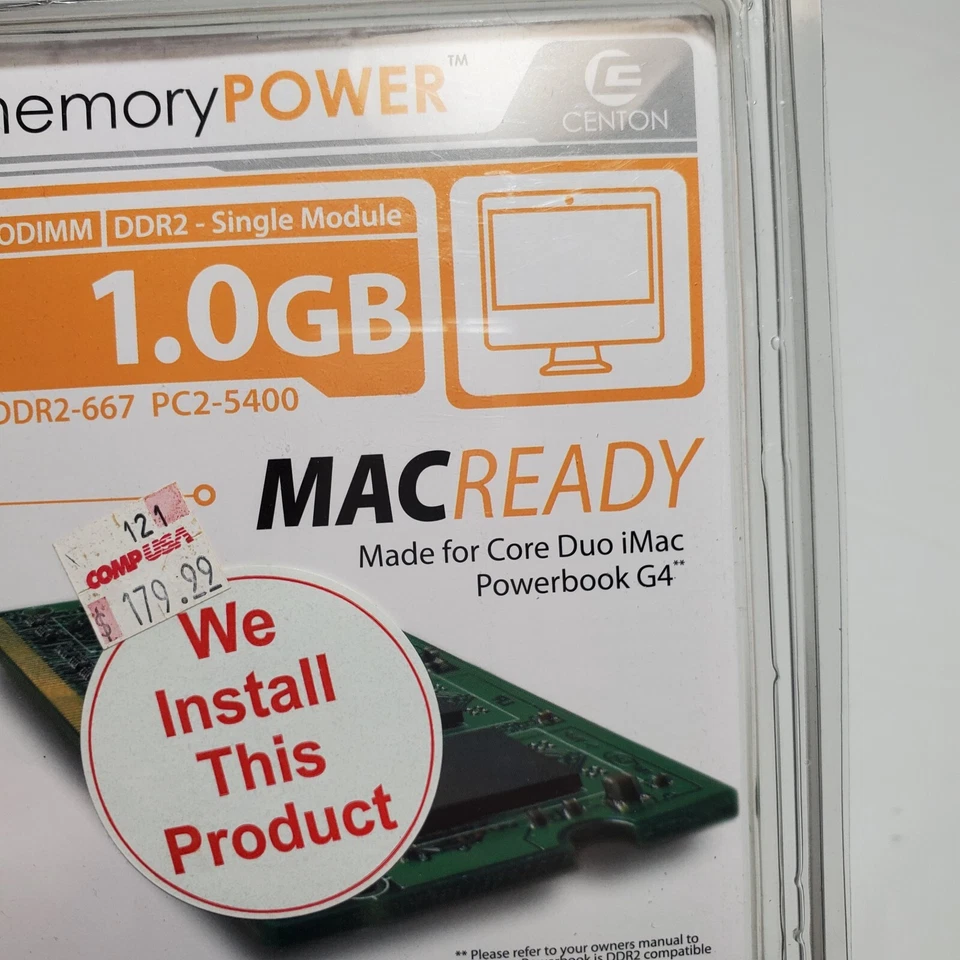 New Centon Memory Power MACReady COMPUTER RAM 2GB DDR2-667 PC2-5400 MSRP 179.99 - Image 3 of 4