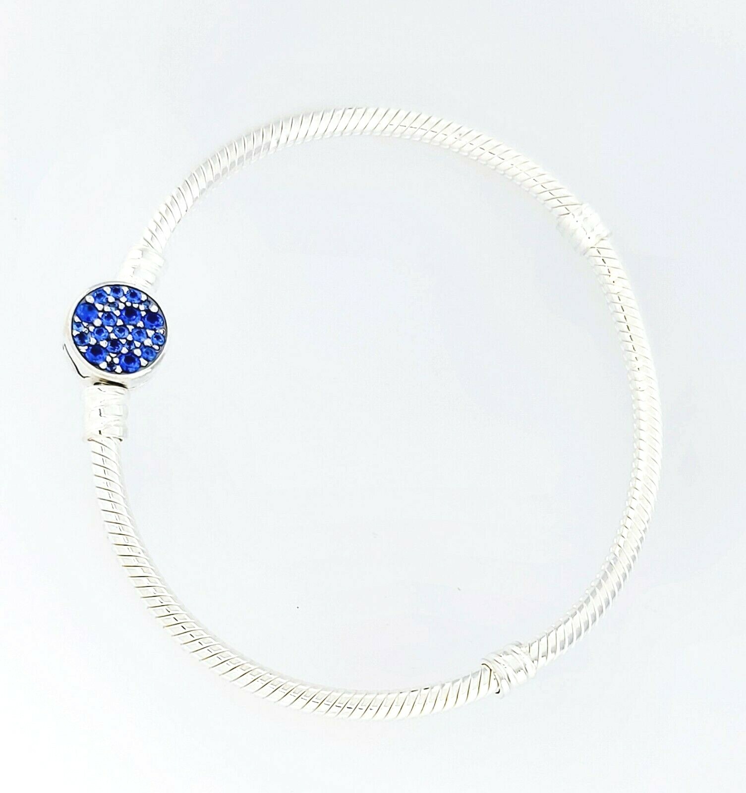 NEW Authentic PANDORA 925 Sparkling Blue Disc Clasp Charm Bracelet ...
