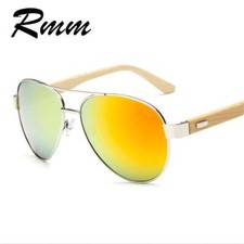 Bamboo Wood Sunglasses -Pilot Men Stylish UV400 Sun Glasses Acrylic Lens Eyewear