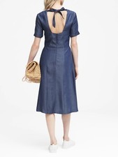 Banana Republic Tie-Back TENCEL Dress, Dark Rinse SIZE 12           #326229 E822