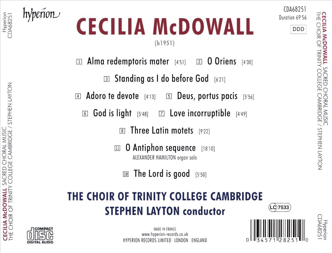 Trinity College Choir Cambridge Stephen Layton Cecilia McDowall New CD Album  