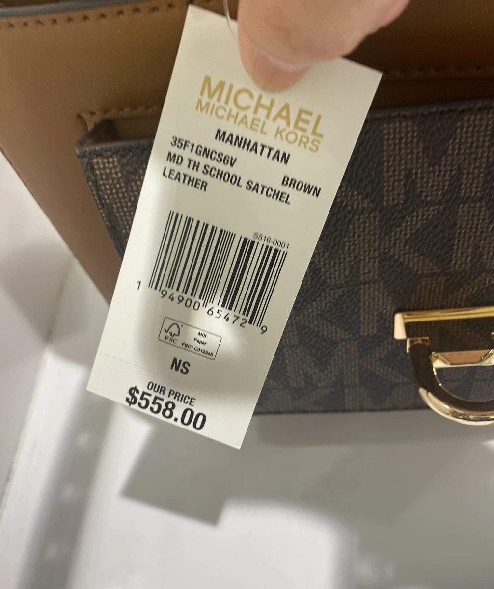 Michael Kors Manhattan Medium Top Handle School Satchel dustbag Brown