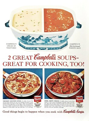Campbell's soup ad vintage 1961 vegetable rice original advertisement