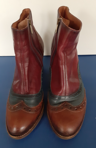 Pikolinos Ankle Leather Boots Tri Colour Cowboy Heels Ladies Size UK 6 - Picture 7 of 13