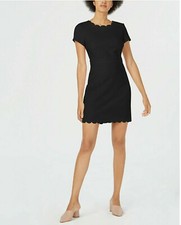 Women's Maison Jules size 8 Black Scalloped Sheath Dress Little Black Dress