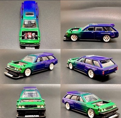 Custom Painted Hot Wheels Nissan Maxima Drift Car w/ Real Riders In Acrylic Case