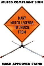 48" Reflective Orange MUTCD Roll-Up Traffic Safety Sign & Aluminum Stand Kits