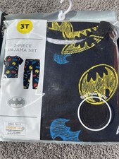 NWT 2 Pc Batman Jammie Set Boys Size 3T Short Sleeve/long Pants