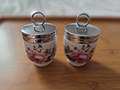 Vtg 2 x Royal Worcester Porcelain Egg Coddler Bournemouth Pattern Standard Size