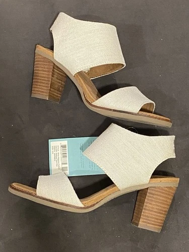 NEW TOMS Women’s Majorca Cutout 6.5 Shoes Block Heel Beige “Natural Yarn” Color