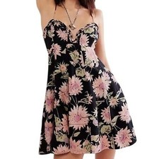 NWT Free People Women's Black Floral Altura Printed Mini Dress Size XL Bohemian