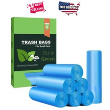 Small Trash Bags 4 Gallon Compostable Biodegradable Leak Proof Blue 100 Count