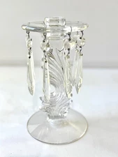 Vintage Fostoria Flame/Baroque Crystal Candle Holder Dangling Prisms  1930's-40s