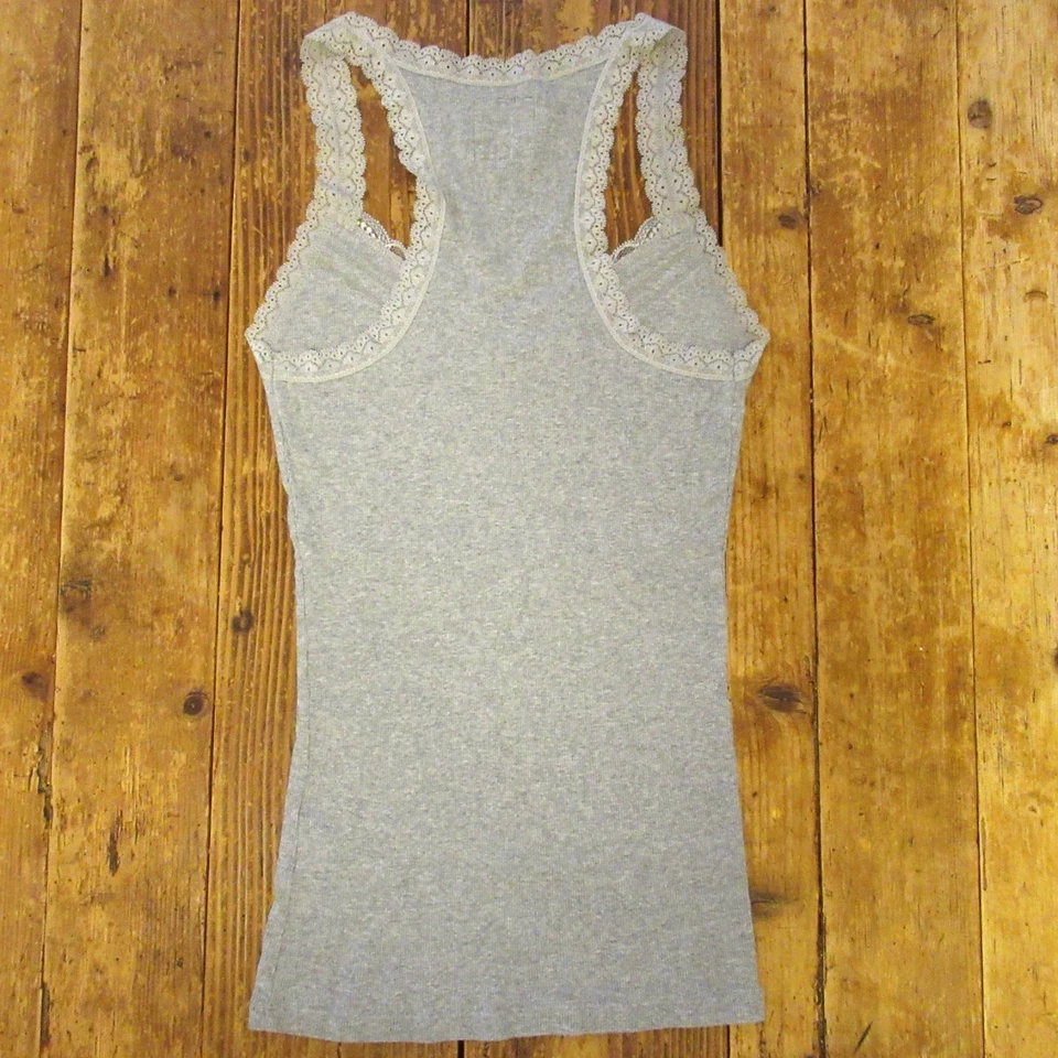 Vintage Hollister Tank Top Large Gray Lace Ribbed Cami Bella Swan Elena Gilbert - Image 2 of 4