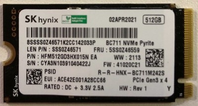 SKhynix 512gb M.2 2242 PCIe Gen3 x4  NVMe SSD Health 100% #3