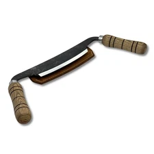 Medium Draw Knife – Hand-Forged 52100 Steel, Ash Handles, Sheath Included