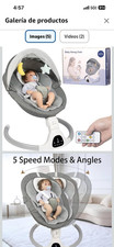 Infant Baby Swing Chair, Adjustable Speeds, Remote Control, Music, Gray/White