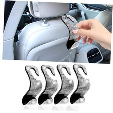 4PCS Bling Car Headrest Hook, Crystal Rhinestone Back Seat Purse Holder, White