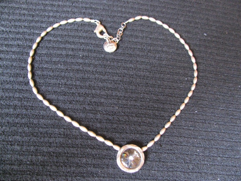 Avant Garde Paris Silvertone/Crystal Pendant Necklace, 16 Inches Long