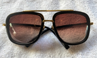 Dita Mach Two DRX-2031A 60 Sunglasses Black Gold Titanium Brown Gradient Lense
