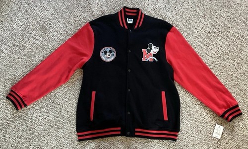 Disney Mickey Mouse True Original 1928 Black Red Varsity Jacket Unisex Medium