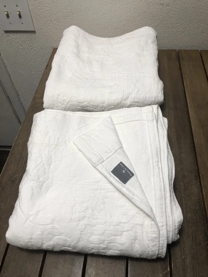 "2 paneles de cortina Pereira Da Cunha 100 % algodón matelasse blancos 49x104"" nuevos sin etiquetas" Foto 4 de 4