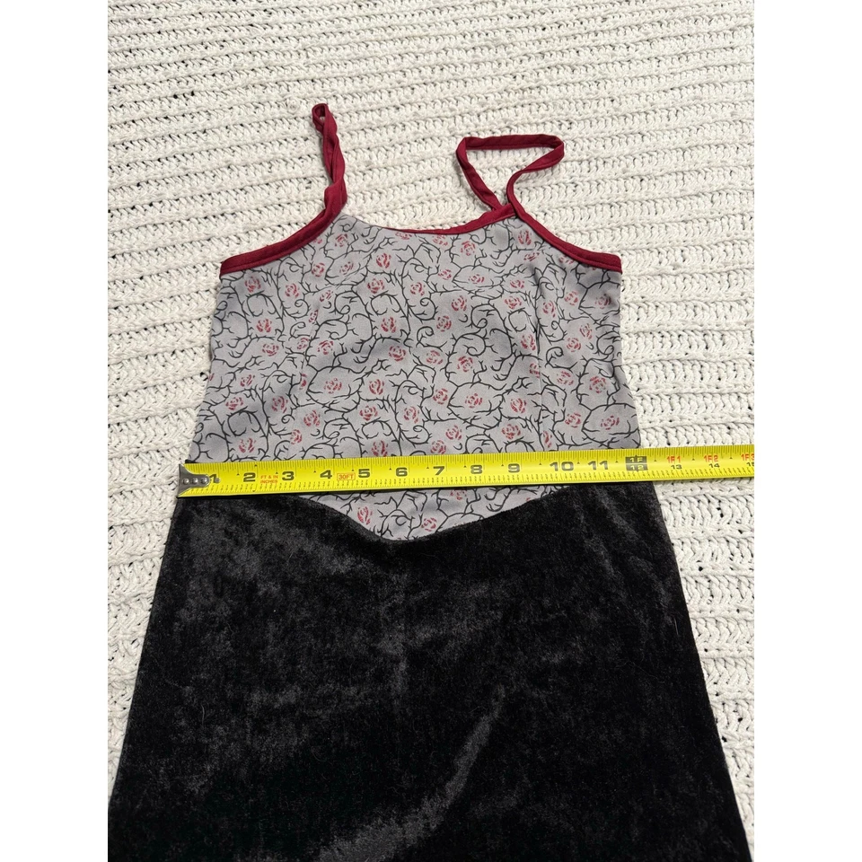 Vestido De Colección Rubíes Y2K Niñas Mediano Correa de Espagueti Maxi Negro Rojo Brillo Floral Foto 4 de 4