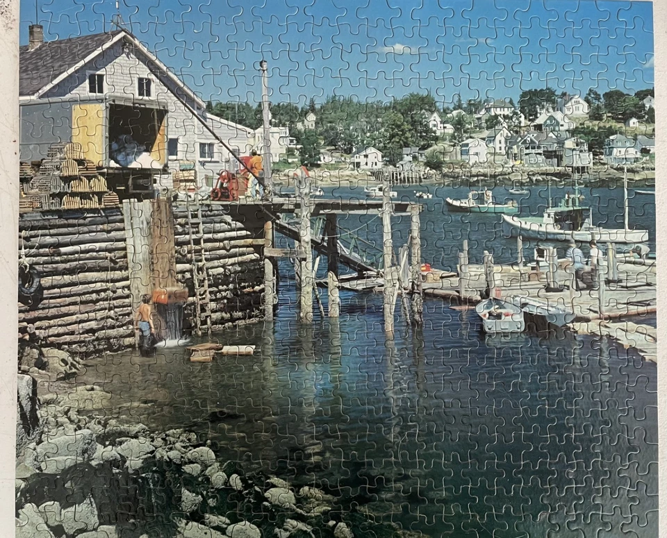 Vintage Guild 500 Jigsaw Puzzle Stonington Maine Fishing Harbor Boats Village - Image 2 of 2