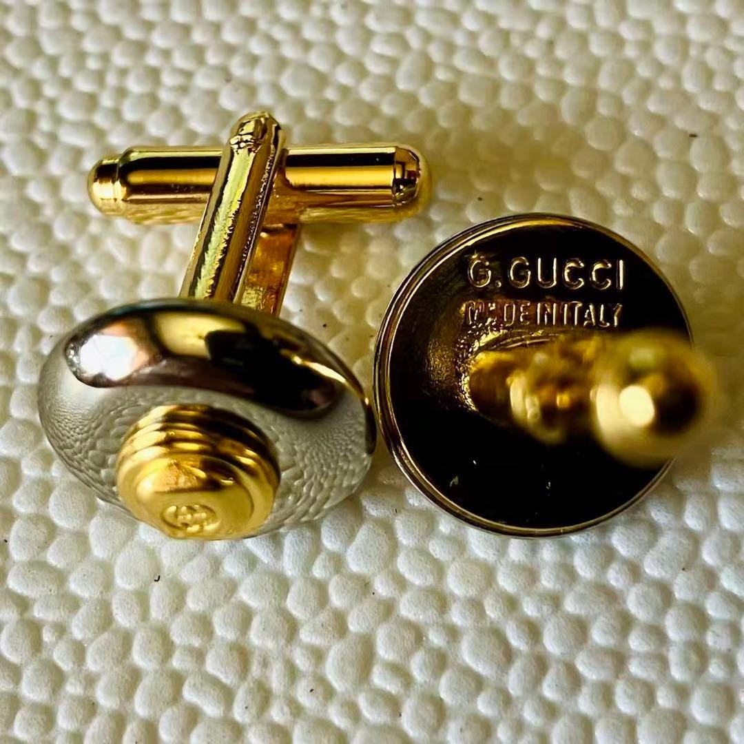 Gucci Old Interlocking Cufflinks Gold Silver GG L… - image 8