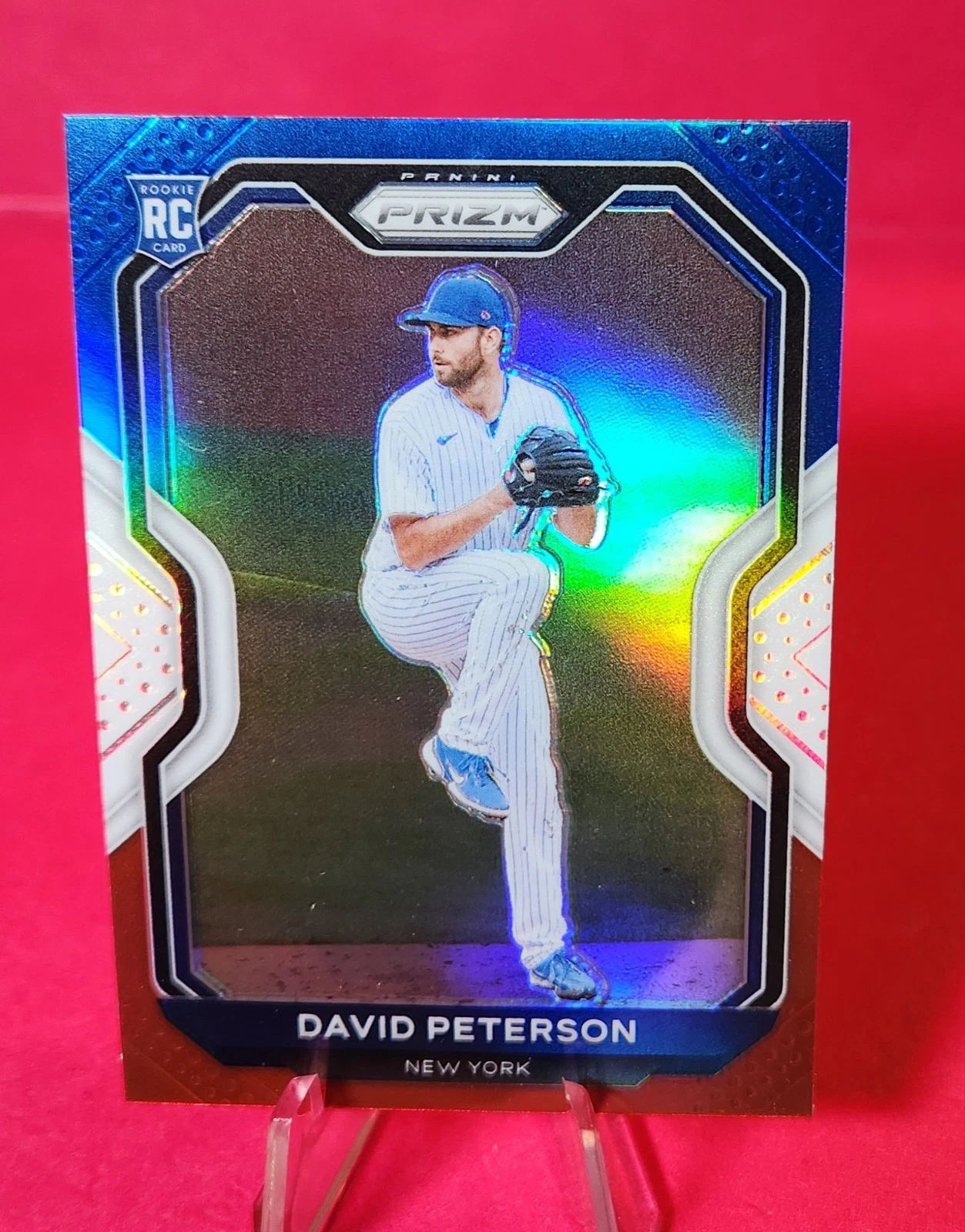 2021 Prizm Baseball #62 David Peterson RC RWB Prizm Red White And Blue