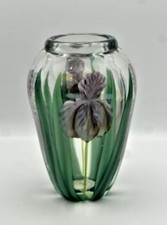 Steven Lundberg Glass Art  Lamp work Flower Vase  Signed 2002  Blown Glass