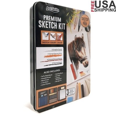Charcoal Pencil Sketching Drawing Set 39PC Art Kit Beginners Teens Adults New