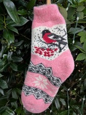 Women's Socks ,Wool 100 , Warm, Print Birds. Size 8-9, new