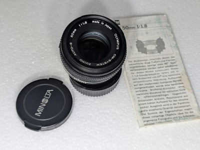 Olympus OM System Zuiko Auto-s 50mm f1.8 Lens MF w/Manual/Caps
